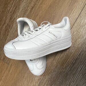 Adidas Gazelle Bold white leather sneakers, women's 7.5. $75.